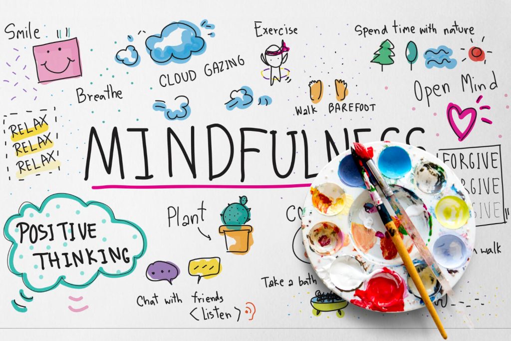 Illustration of mindful choices using mindfulness leisure art activity 