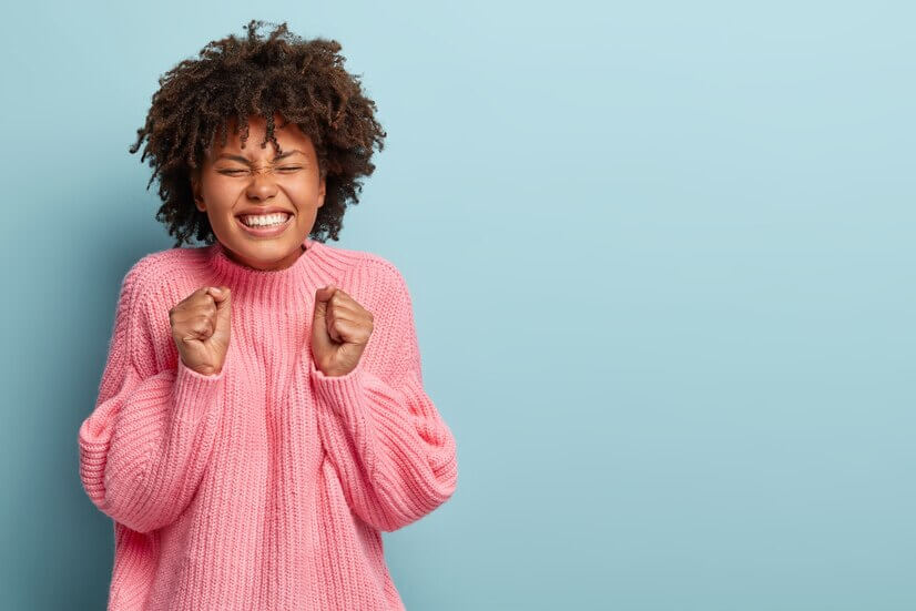 lady displaying morning optimism