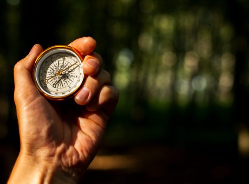 hand holding a compass to depict having decision templates to make faster and smarter choices when doing things